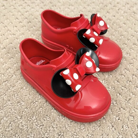 Mini Melissa x Disney Minnie Mouse Red Slip-On Sneaker Shoes Toddler Size 7 - Picture 2 of 8
